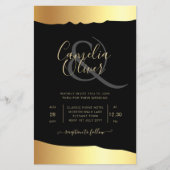 Black Krawatte Wedding Gold Foil Script Elegantes  Flyer (Vorne)