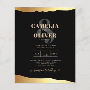 Black Krawatte Wedding Gold Foil Script Elegantes Flyer