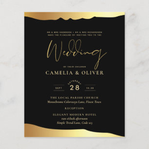 Black Krawatte Wedding Gold Foil Script Elegantes Flyer