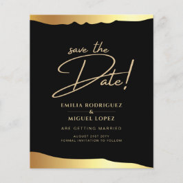Black Krawatte Wedding Gold Foil Script Elegantes  Flyer