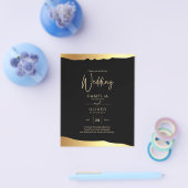 Black Krawatte Wedding Gold Foil Script Elegantes Flyer (Einzeln)
