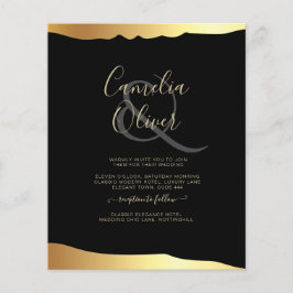 Black Krawatte Wedding Gold Foil Script Elegantes  Flyer