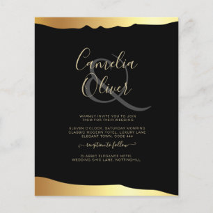 Black Krawatte Wedding Gold Foil Script Elegantes Flyer