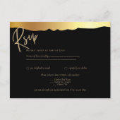 Black Krawatte Wedding Gold Foil Script Elegantes Postkarte (Vorderseite)