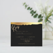Black Krawatte Wedding Gold Foil Script Elegantes Postkarte (Stehend Vorderseite)