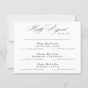 Black Krawatte White Classic Calligraphy Multi-Eve RSVP Karte
