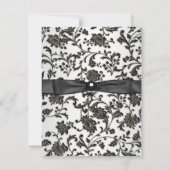 Black Krawatten Damask Womans Birthday Party Einladung (Rückseite)