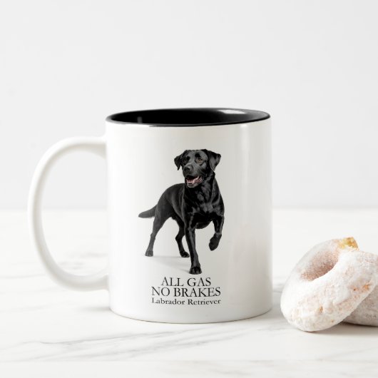 Black Lab All Gas No Brakes Tasse (Mit Donut)