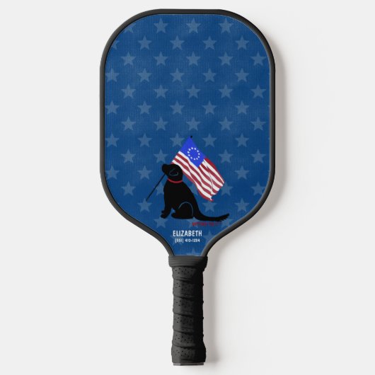 Black Lab American Flag Night Pickleball Paddle (Vorderseite)