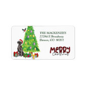 Black Lab, Bird and Christmas Tree Rücksendeadress Adressaufkleber (Vorne)