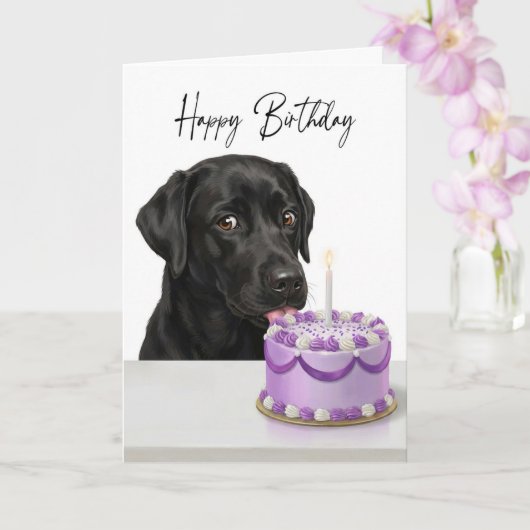 Black Lab Birthday Cake Inspector Karte (Orchidee)