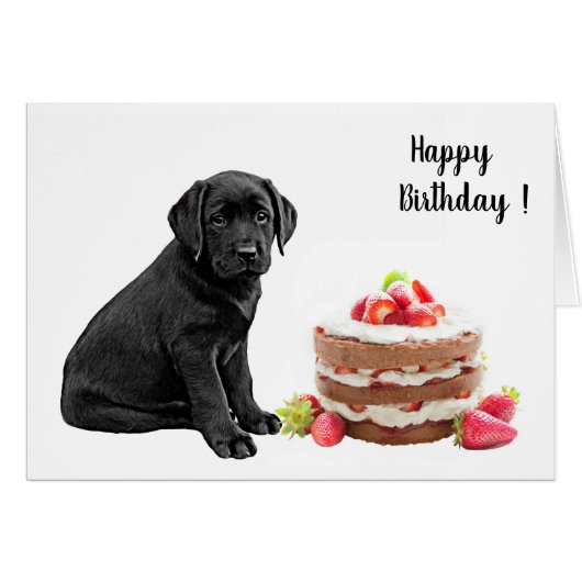 Black Lab Birthday Card - Dog Cake Birthday (Vorderseite (Horizontal))