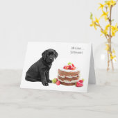 Black Lab Birthday Card - Dog Cake Birthday Karte (Gelbe Blume)