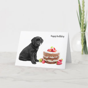 Black Lab Birthday Card - Dog Cake Birthday Karte