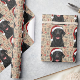 Black lab christmas gift wrap geschenkpapier