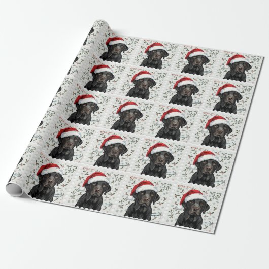 Black lab christmas gift wrap geschenkpapier (Ungerollt)