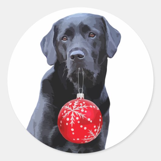 Black Lab Christmas - Labrador Puppy Niedlich Hund Runder Aufkleber (Vorderseite)