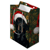Black lab christmas mittlere geschenktüte (Vorderseite Schrägansicht)