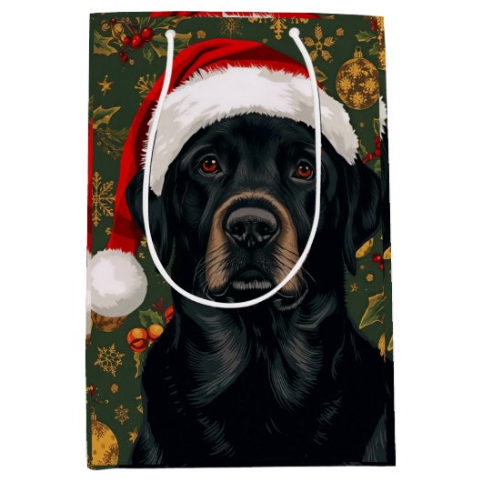 Black lab christmas mittlere geschenktüte (Vorderseite)