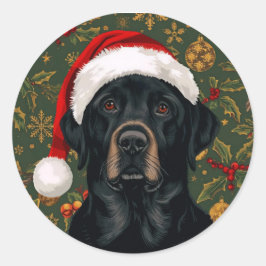 Black lab christmas runder aufkleber