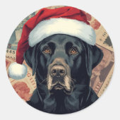 Black lab christmas runder aufkleber (Vorderseite)