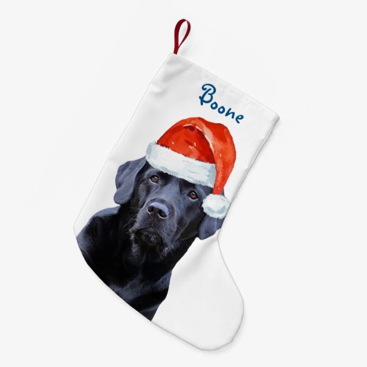 Black Lab Christmas - Santa Dog Niedlich Labrador Kleiner Weihnachtsstrumpf (Vorderansicht (hängend))