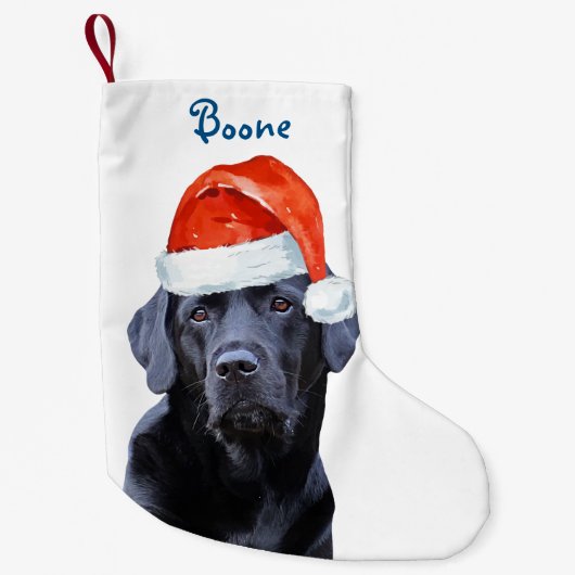 Black Lab Christmas - Santa Dog Niedlich Labrador Kleiner Weihnachtsstrumpf (Vorderseite)