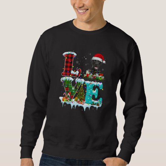 Black Lab Christmas Tree Light Pajama Dog Xmas Sweatshirt (Vorderseite)