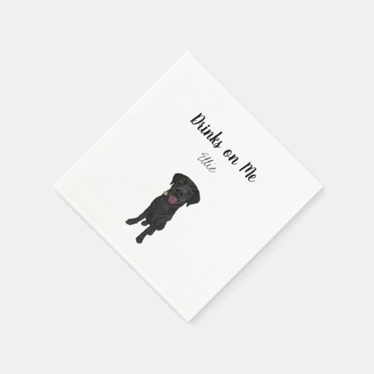 Black Lab Cocktail Napkins Serviette (Ecke)