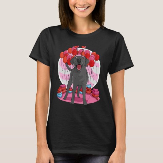 Black Lab Cute Labrador Retriever Heart Valentine T-Shirt (Vorderseite)