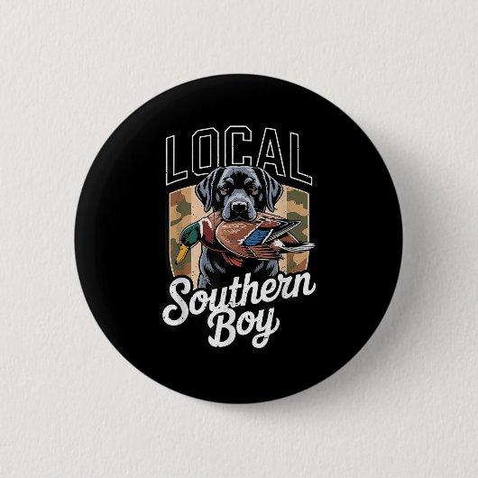 Black Lab Dog Local Southern Boy Camo Duck Hunting Button (Vorderseite)