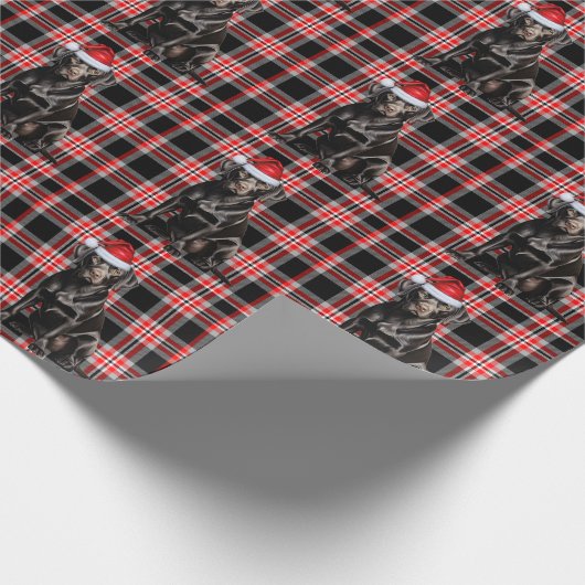 Black Lab Dog Rot und Schwarz Gemusterte Weihnacht Geschenkpapier (Ecke)