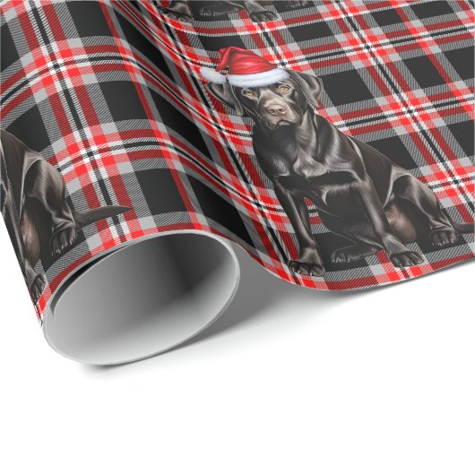 Black Lab Dog Rot und Schwarz Gemusterte Weihnacht Geschenkpapier (Rolleneckpunkt)