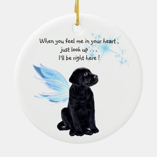 Black Lab Engel - Weihnachts-Gedenkschmuck Keramik Ornament (Hinten)