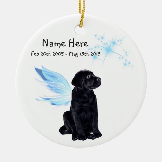 Black Lab Engel - Weihnachts-Gedenkschmuck Keramik Ornament (Vorne)