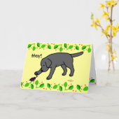 Black Lab Friendly Cartoon Black Labrador Karte (Gelbe Blume)