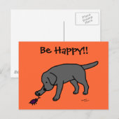 Black Lab Friendly Cartoon Black Labrador Postkarte (Vorne/Hinten)