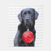 Black Lab Frohe Weihnachts-Labrador Fleecedecke (Vorderseite)