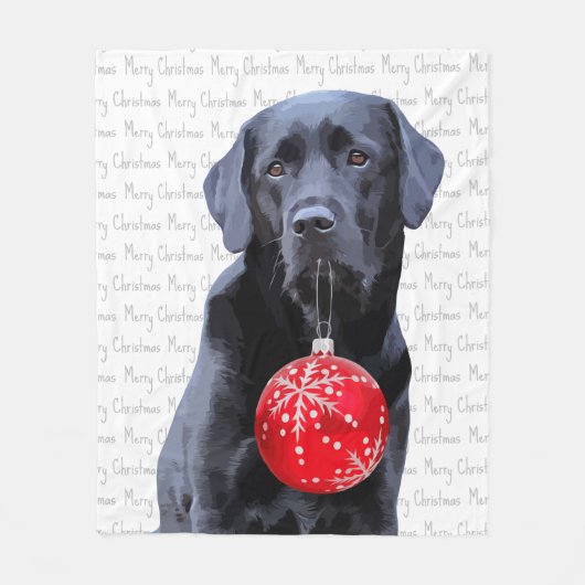 Black Lab Frohe Weihnachts-Labrador Fleecedecke (Vorderseite)