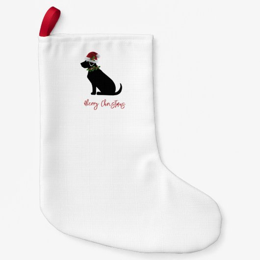 Black Lab Frohe Weihnachts-Weihnachtsmannmütze Hol Kleiner Weihnachtsstrumpf (Vorderseite)