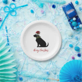 Black Lab Frohe Weihnachts-Weihnachtsmannmütze Hol Pappteller (Party)