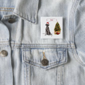 Black Lab Funny Christmas Dog and Tree Button (Beispiel)