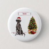 Black Lab Funny Christmas Dog and Tree Button (Vorderseite)
