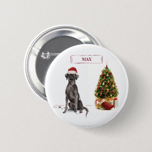 Black Lab Funny Christmas Dog and Tree Button (Vorne & Hinten)