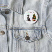 Black Lab Funny Christmas Dog and Tree Button (Beispiel)