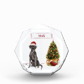 Black Lab Funny Christmas Dog and Tree Fotoblock (Vorderseite)