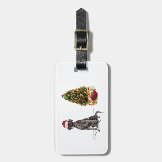 Black Lab Funny Christmas Dog and Tree Gepäckanhänger (Vorderseite vertikal)