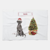 Black Lab Funny Christmas Dog and Tree Geschirrtuch (Horizontal)
