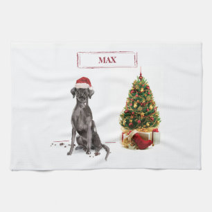Black Lab Funny Christmas Dog and Tree Geschirrtuch