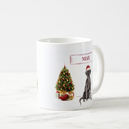 Black Lab Funny Christmas Dog and Tree Kaffeetasse (VorderseiteRechts)